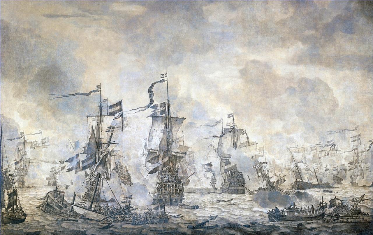 Escoria en de Sont Batalla del Sonido 8 de noviembre de 1658 Willem van de Velde I 1665 Guerra marítima Pintura al óleo